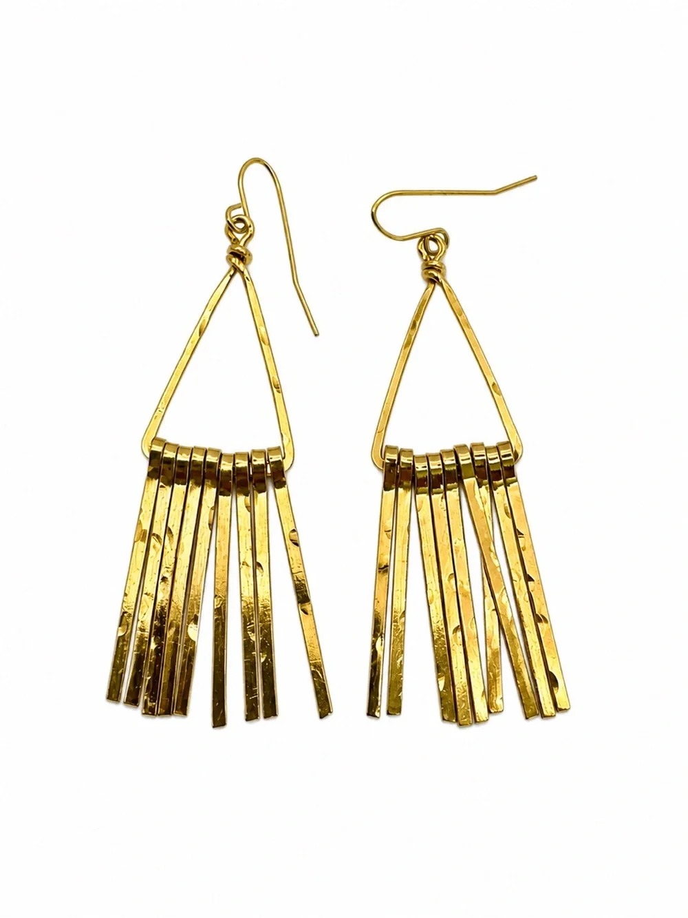 #82 Gold Hammered Triangle Dangle Earring